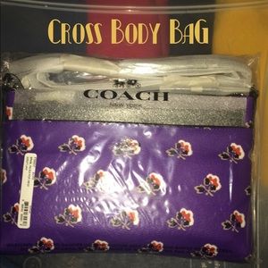 COACH Purple Bramble Rose w/ Pop Up Cross Body Bag